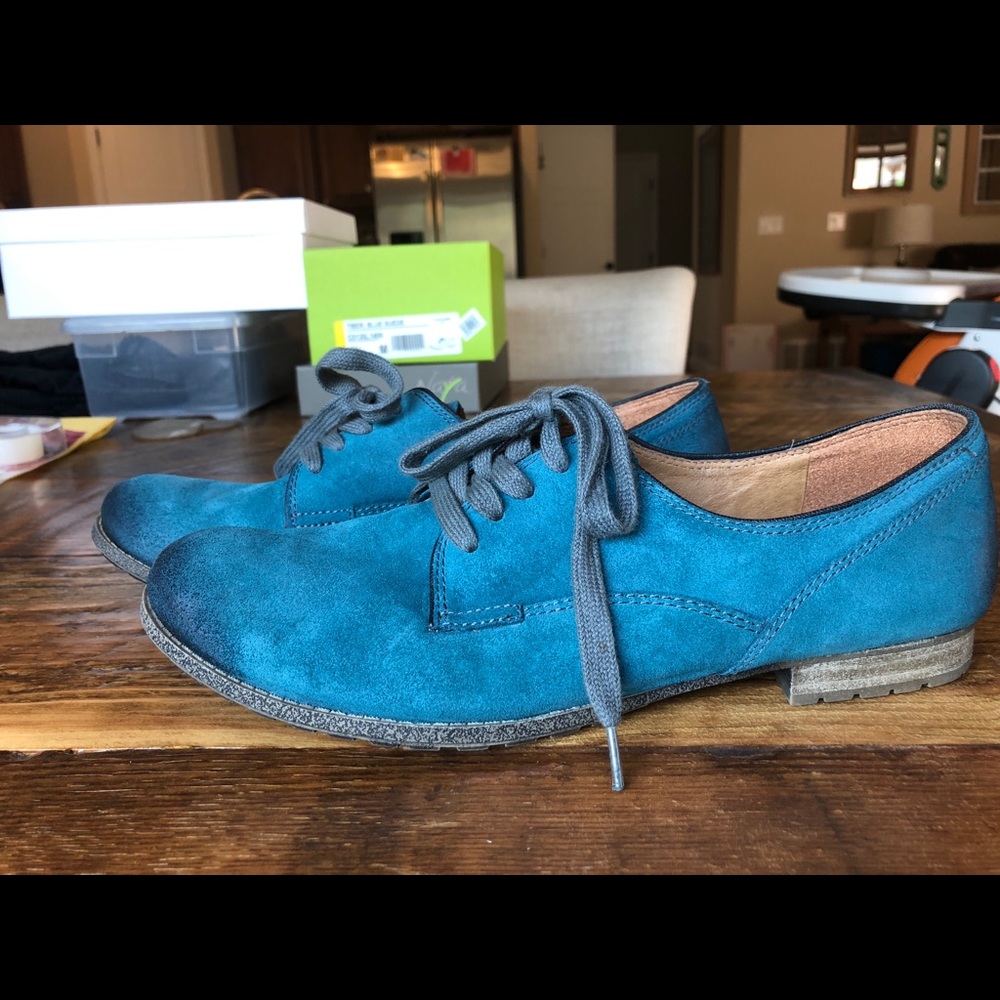 Maya Tiber, blue suede loafers size 9.5